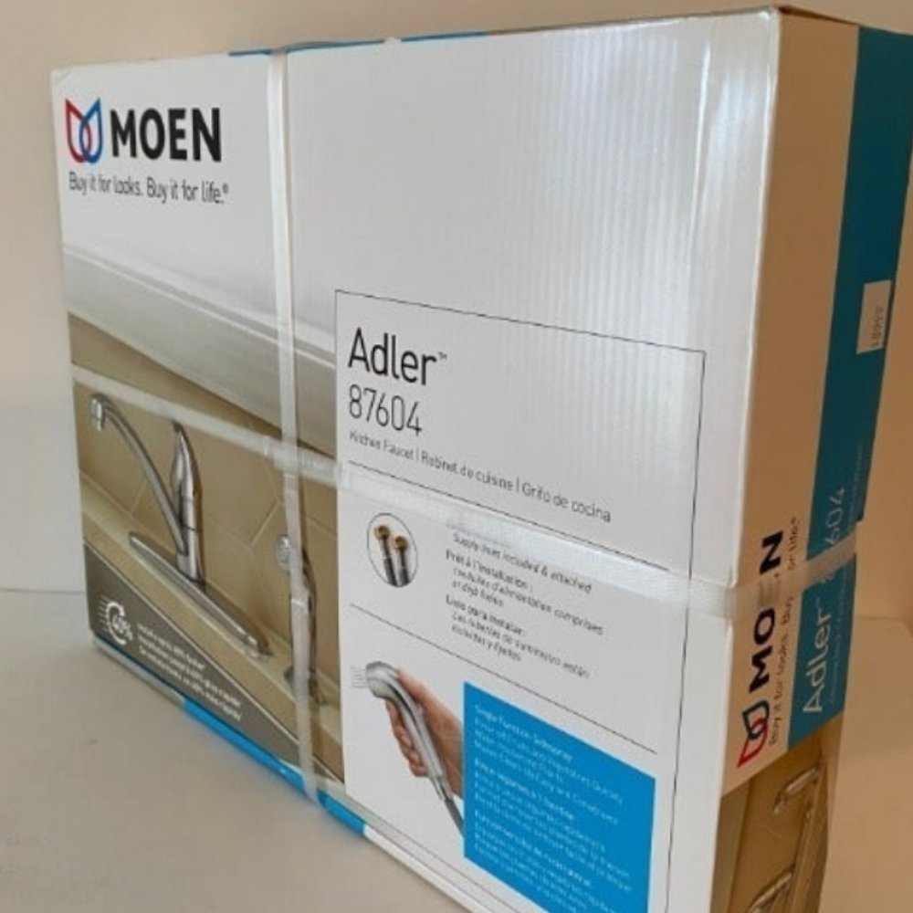 Moen ADLER Chrome Model #87604- Handle Deck-Mount Low-Arc Handle Kitchen Faucet